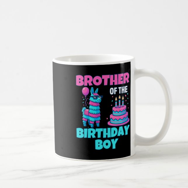 Caneca De Café Brother Birthday Boy Llama Pinata Party Family Mat (Direita)