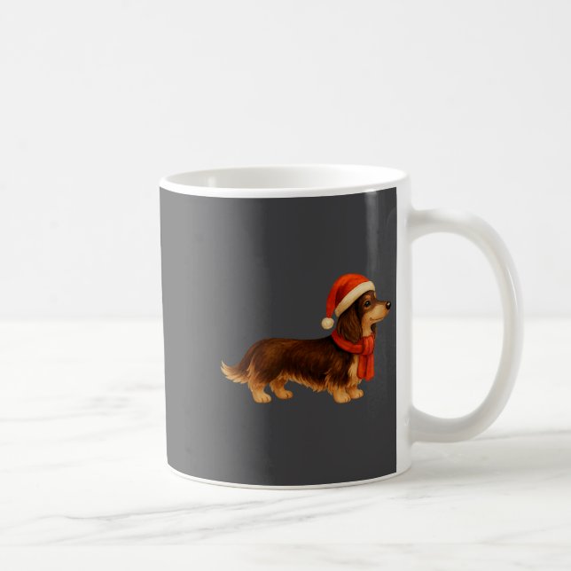 Caneca De Café Brown And Tan Christmas Dachshund Santa Hat  (Direita)