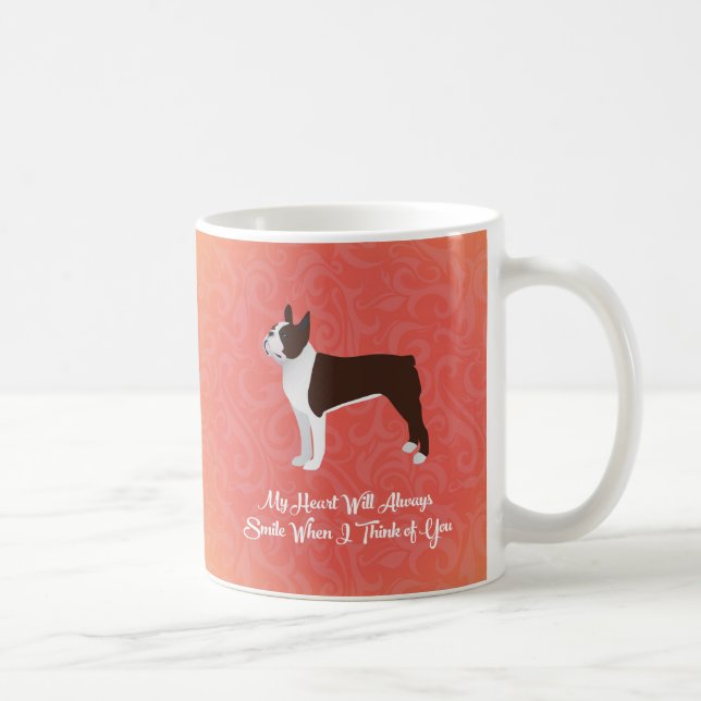 Caneca De Café Brown Boston Terrier Meu Coração Sempre Sorri (Direita)