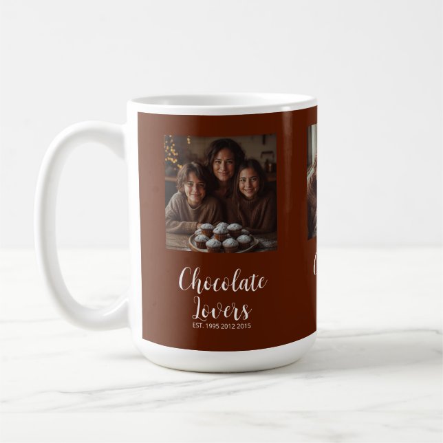 Caneca De Café Brown Chocolate Lovers Established 3 Photo Script (Esquerda)