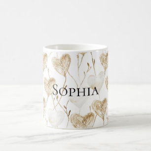 Caneca De Café Brown Cream Boho Hearts
