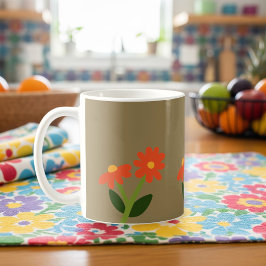 Caneca De Café Brown Mug with Floral Design