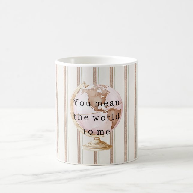 Caneca De Café Brown Stripes Globe You Mean the World To Me (Centro)