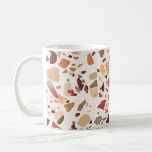 Caneca De Café Brown terrazzo: vintage, trendy padrão.