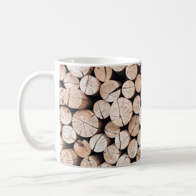 Caneca De Café Brown wooden log lot (Esquerda)