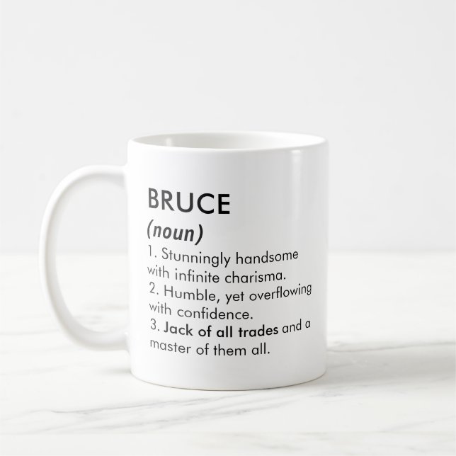 Caneca De Café Bruce name, Editable name, Custom name (Esquerda)