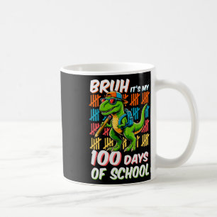 Caneca De Café Bruh 100 Dias De Crianças Escolares Dinossauro 100