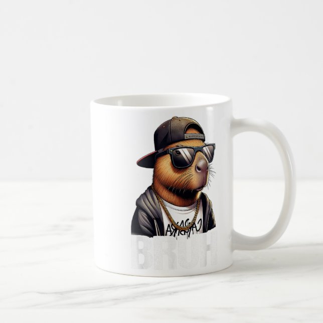Caneca De Café Bruh Capybara Sungles Boys Mens Funny Capybara Lov (Direita)