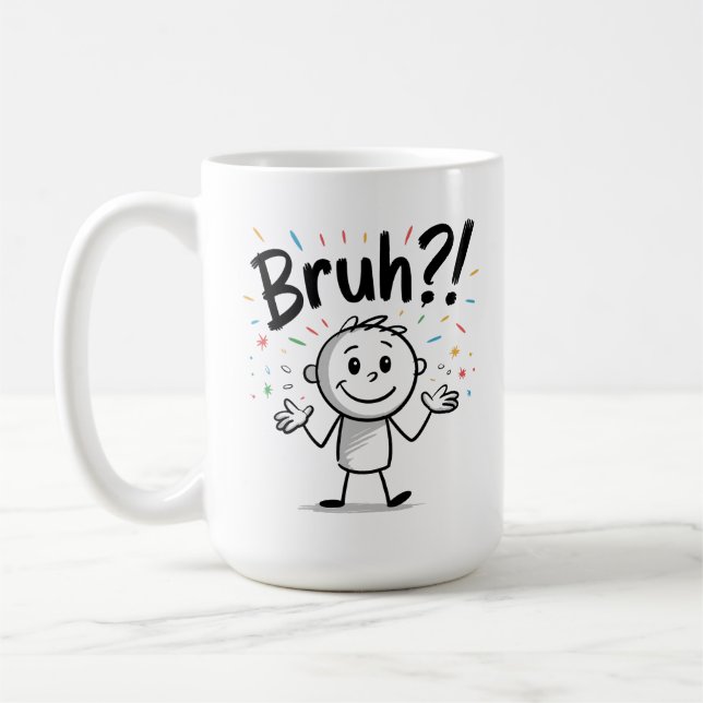 Caneca De Café Bruh? Cartoon Engraçado Figura (Esquerda)