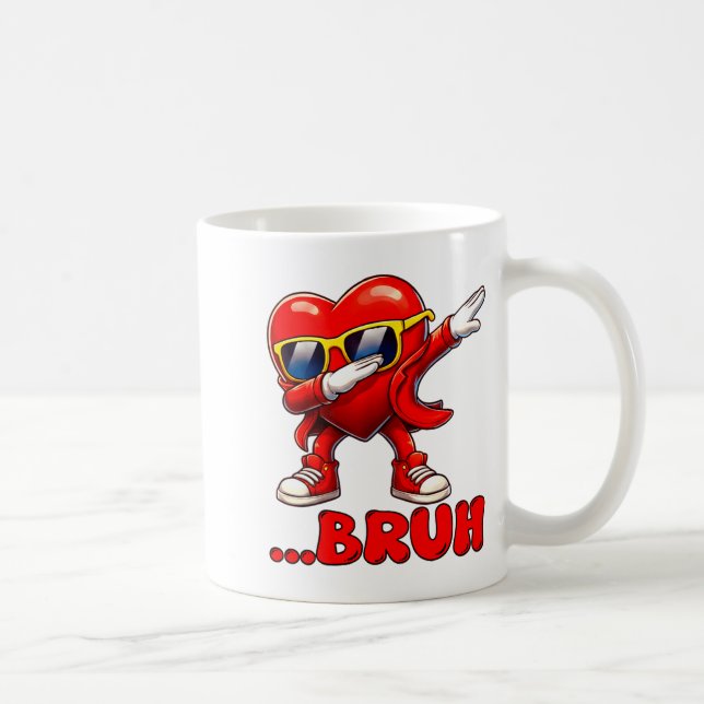 Caneca De Café Bruh Dabbing Heart Funny Kids Boys Mens Valentine  (Direita)