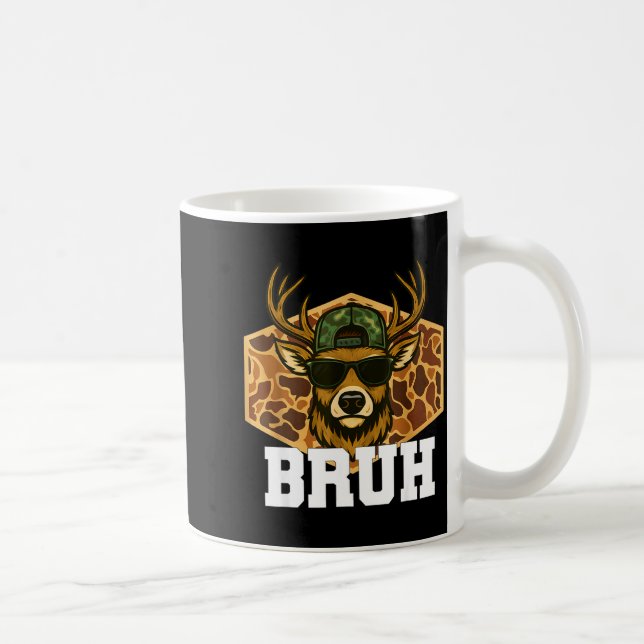 Caneca De Café Bruh Deer Funny Deer Hunting Camo Hat Youth Teens  (Direita)
