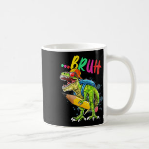 Caneca De Café Bruh Dinossauro T-rex Volta às Aulas Feliz Primeir