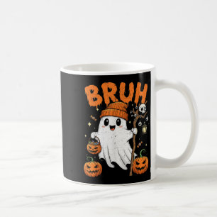 Caneca De Café Bruh Funny Boo Pumpkin Dia de as Bruxas engraçado 