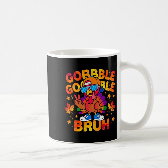 Caneca De Café Bruh Funny Thanksgiving Turkey Gobble Outfit Boys  (Direita)