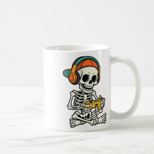 Caneca De Café Bruh Halloween Boys Kids Gamer Mens Skeleton Vídeo