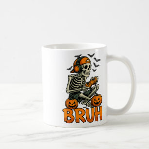 Caneca De Café Bruh Halloween Boys Kids Gamer Mens Skeleton Vídeo
