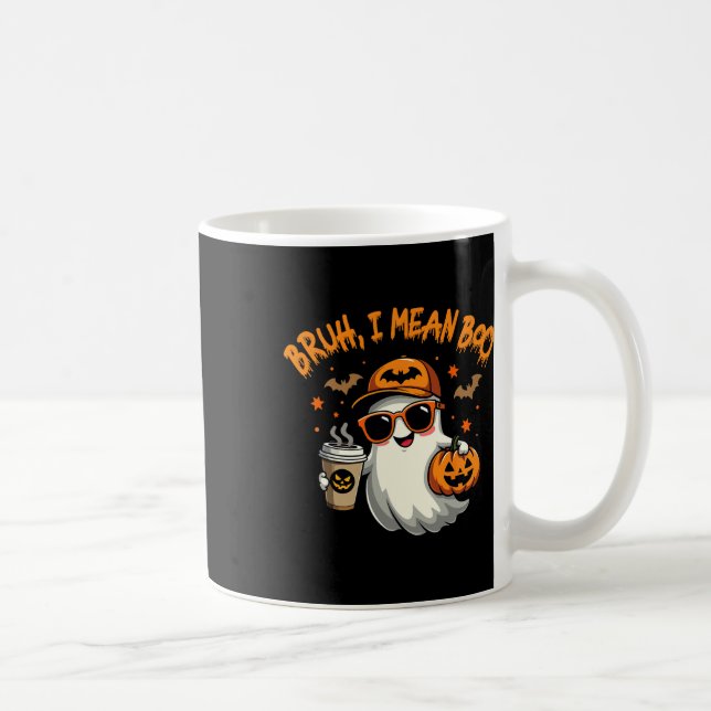 Caneca De Café Bruh I Quer Dizer Boo Engraçado Ghost Café Pumpkin (Direita)