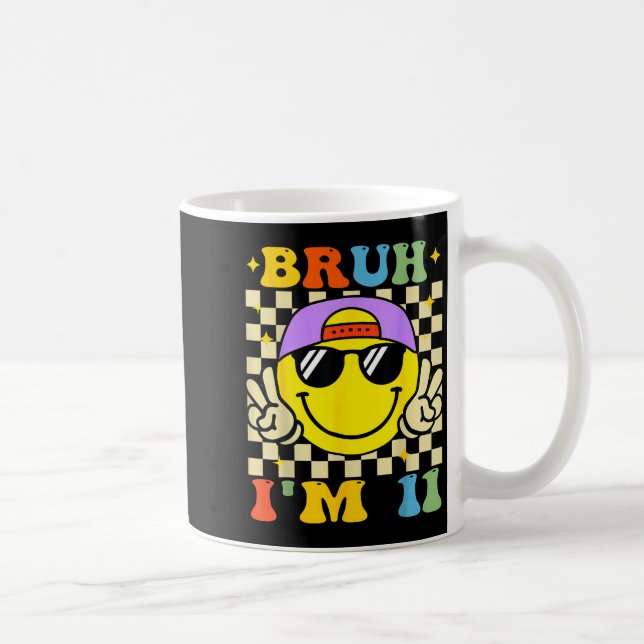 Caneca De Café Bruh I'm 11 Years Old Purple Birthday Boys 11th Bi (Direita)