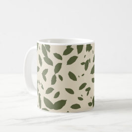 Caneca De Café Brunch de Outono | Folhas Caídas Verde Oliva