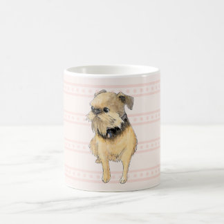 Caneca De Café Brussels Griffon Sentado Aquarela em Rosa