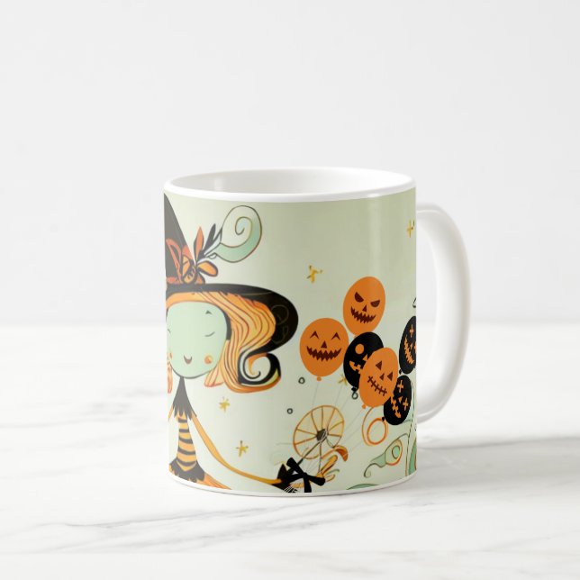 Caneca De Café bruxa/abóbora/queda (Frente Esquerda)