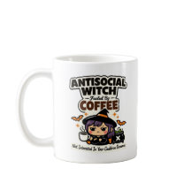 Bruxa Antissocial Energizada por Café Halloween