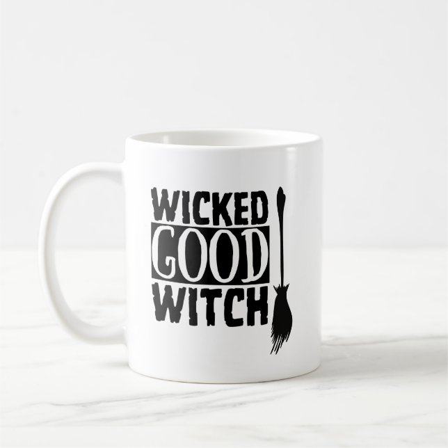 Caneca De Café Bruxa Bela e Divertida Vassoura Halloween (Esquerda)