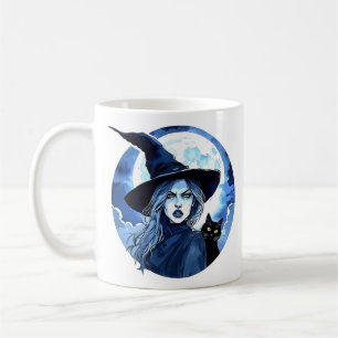 Caneca De Café Bruxa com um Gato - Wicca Halloween 2