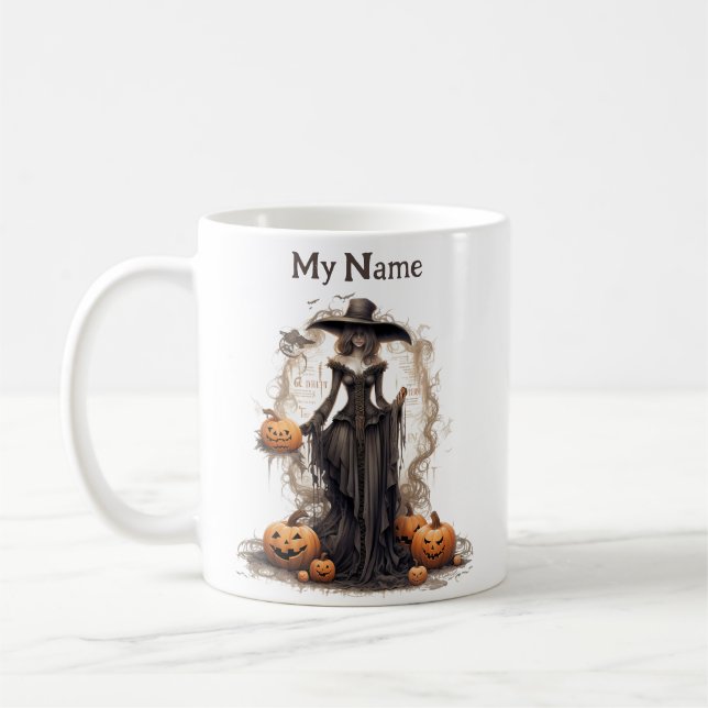 Caneca De Café Bruxa da Idade Média: A Bruxa do Halloween se Pers (Esquerda)