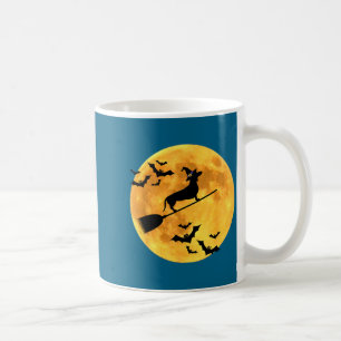 Caneca De Café Bruxa Dachshund Cão Halloween Lua Vassoura Vassour
