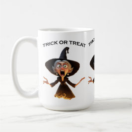 Caneca De Café Bruxa de Cartoon "Trick or Tratat"
