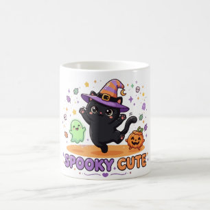 Caneca De Café Bruxa de Gato Preto Fofo de Halloween