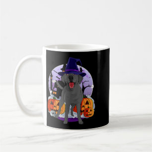 Caneca De Café Bruxa de Halloween de cachorro labrador preto engr