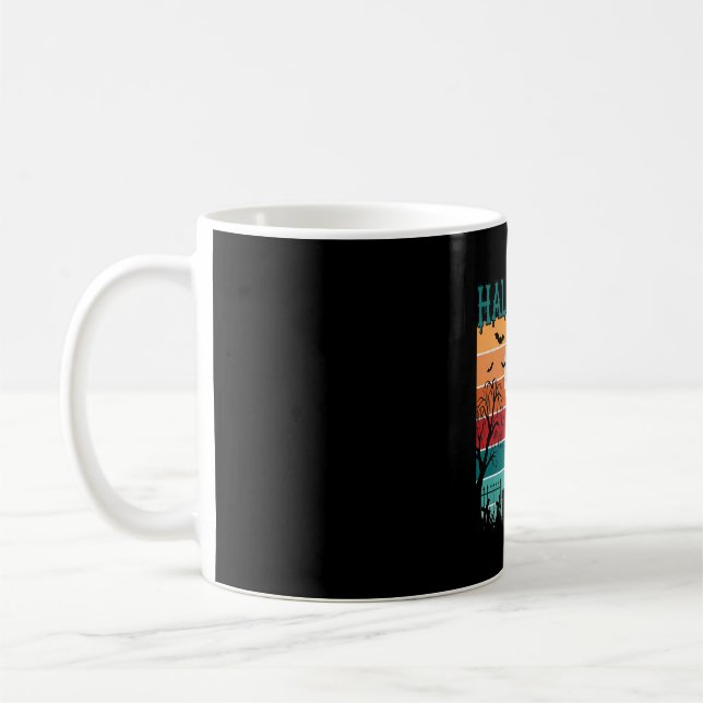 Caneca De Café Bruxa de Halloween Gato Teia de Aranha Lua Cemitér (Esquerda)