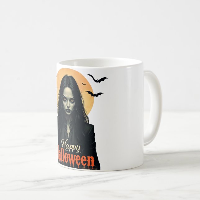 Caneca De Café Bruxa de Halloween Gótica (Frente Esquerda)
