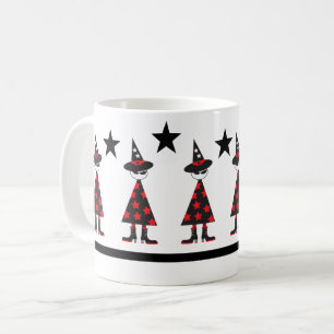 Caneca De Café Bruxa de Halloween Urbana Padrão Estrela Vermelho