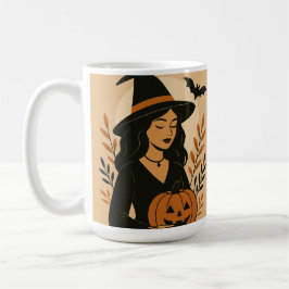Caneca De Café Bruxa de outono com Abóbora | Vintage Halloween