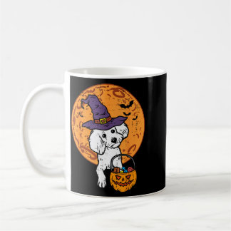Caneca De Café Bruxa de Poodle Lua Jack O Lantern Dia das Bruxas