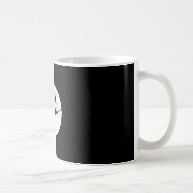 Caneca De Café Bruxa de vassoura com lua cheia desenho engraçado  (Direita)
