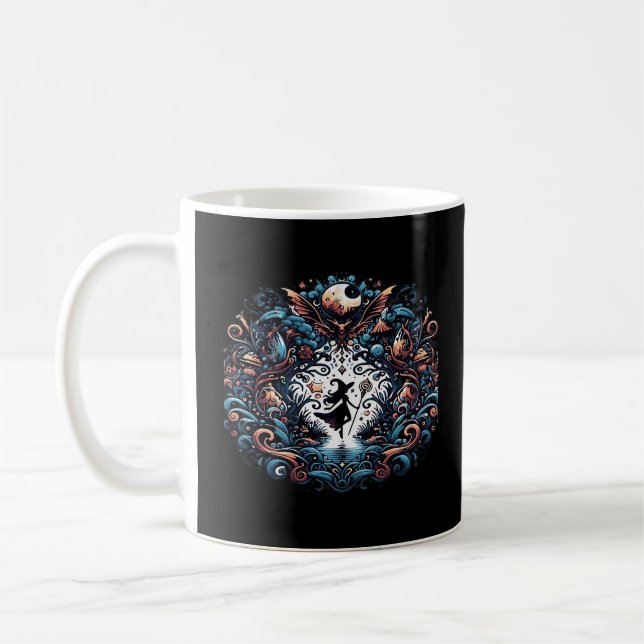 Caneca De Café Bruxa De Whimsigoth Em Um Clássico (Esquerda)
