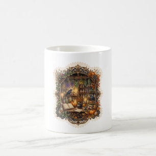 Caneca De Café Bruxa do Apothecário de Halloween Vintage Corvo