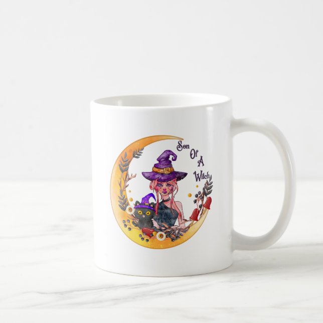 Caneca De Café Bruxa e Gato Negro (Direita)