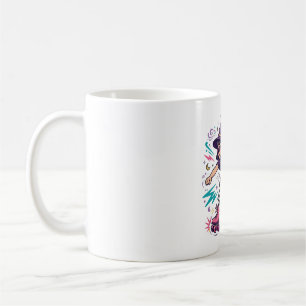 Caneca De Café Bruxa em Patins de Roda Arte Retro de Halloween