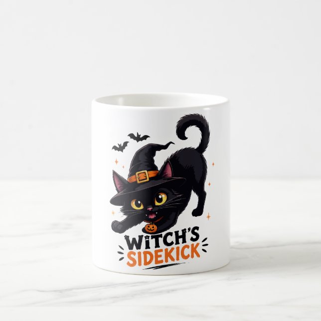 Caneca De Café Bruxa Fofa Gatinho Preto Halloween (Centro)