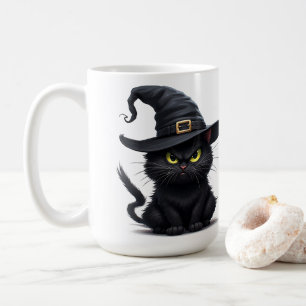 Caneca De Café Bruxa Gata Raivosa Com Olhos Brilhantes Noite de H