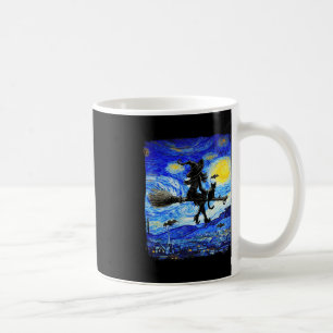 Caneca De Café Bruxa Halloween Starry Night Van Gogh Aestética Pa