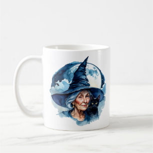 Caneca De Café Bruxa lendo um Livro - Wicca Halloween 1