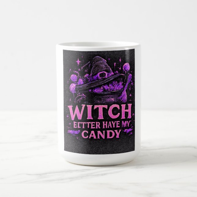 Caneca De Café Bruxa Melhor Ter Meu Candy Rosa Halloween  (Centro)