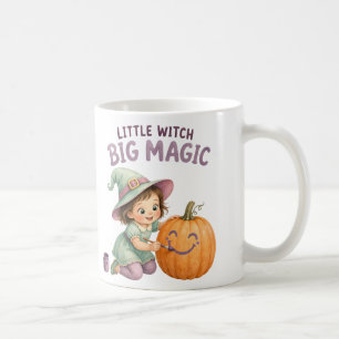 Caneca De Café Bruxa Menina Fofa Pintando Abóbora de Halloween