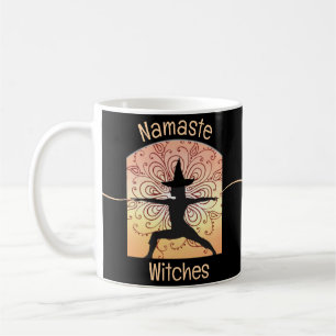 Caneca De Café Bruxa Namaste Bruxas Halloween Yoga Laranja Preto 